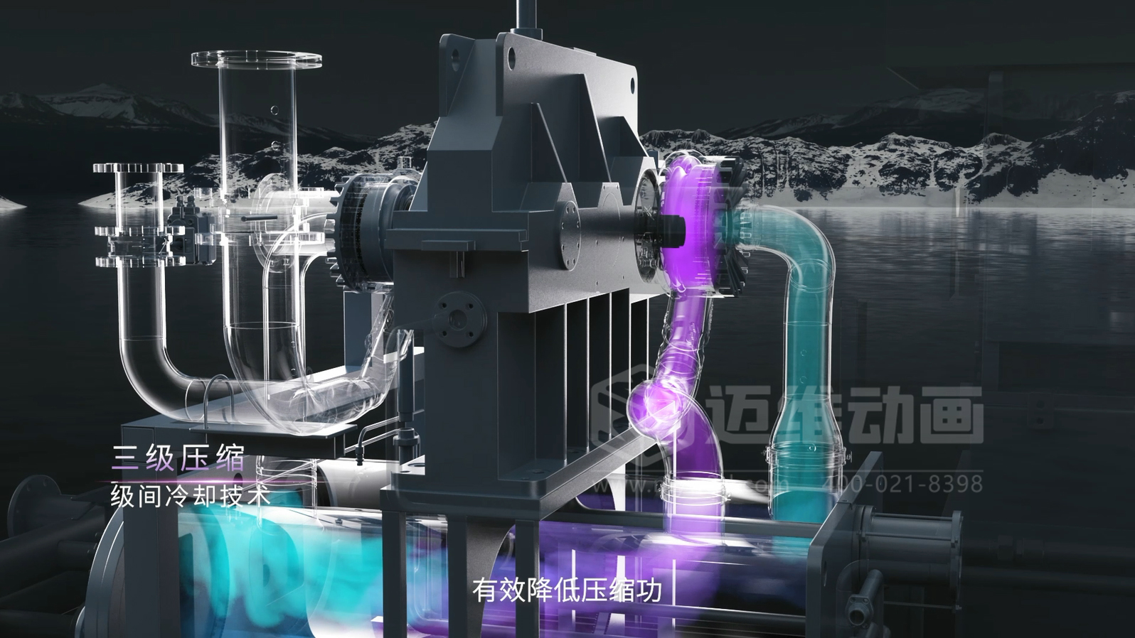 三維動畫賦能離心空壓機：破解技術展示難題，讓核心優(yōu)勢 ‘一目了然’(圖2)