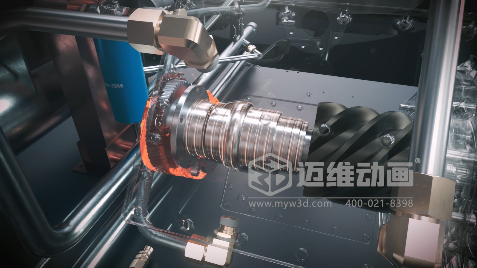壓縮機(jī) “透視” 震撼來襲！三維動畫拆解內(nèi)部結(jié)構(gòu)，系統(tǒng)原理看得見，核心材質(zhì)細(xì)節(jié)拉滿！(圖2)